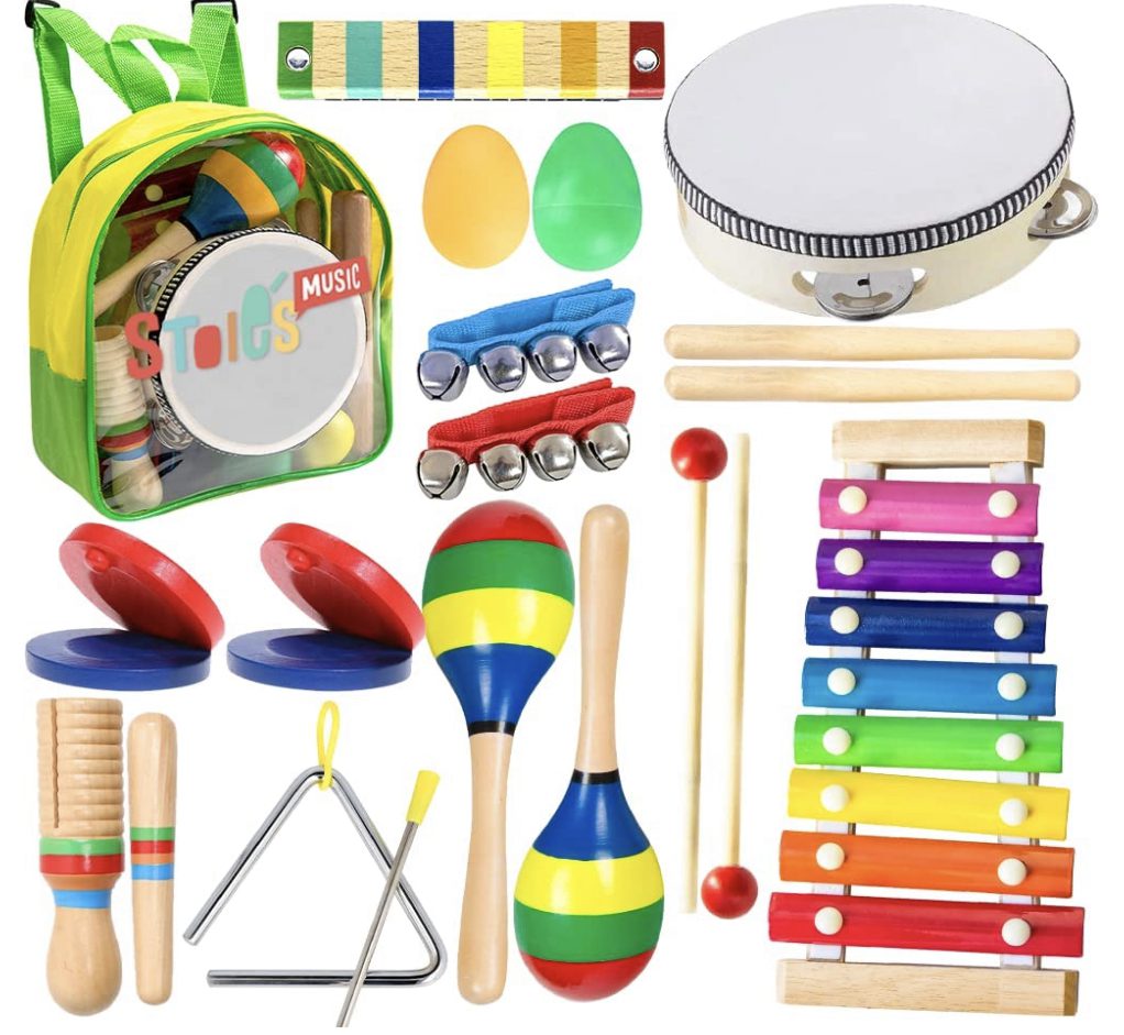 Stoie's Kids Musical Instruments Set 19 pcs available on Amazon