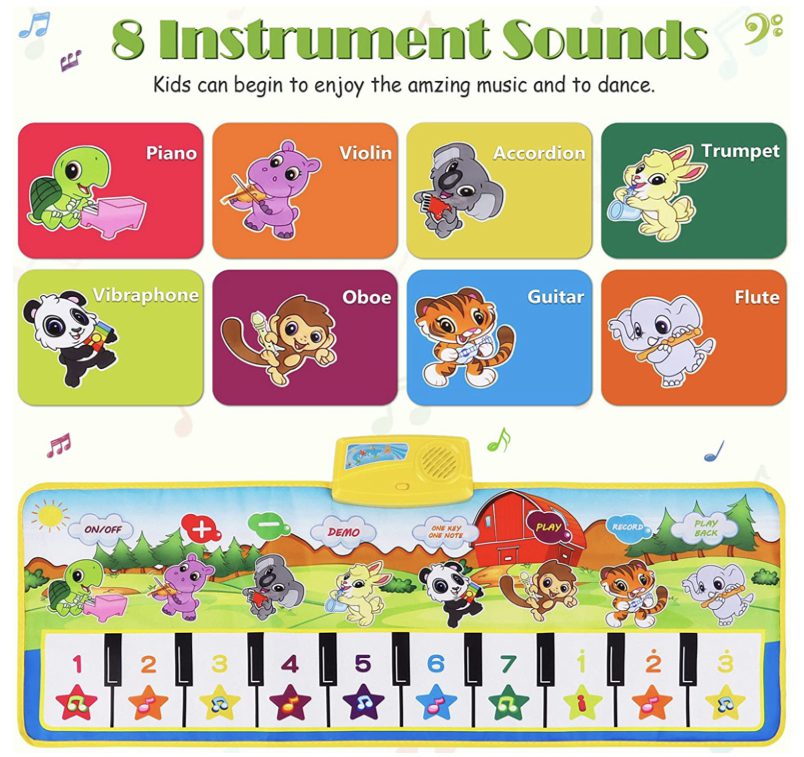 M SANMERSEN Piano Mat, 39.5" X 14" Musical Mat 8 Instrument Sounds available on Amazon